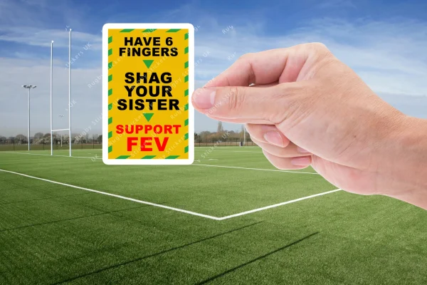 6 Fingers Fev hand 6 finger mickey take of Featherstone Rovers rugby league fan stickers