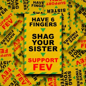 6 finger mickey take of Featherstone Rovers rugby league fan stickers