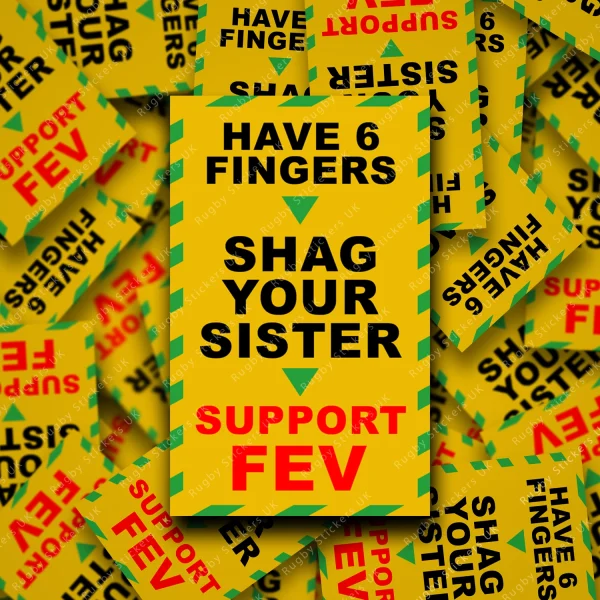6 finger fev main display 6 finger mickey take of Featherstone Rovers rugby league fan stickers