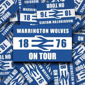 Wolves on Tour display Warrington Wolves on Tour fan stickers