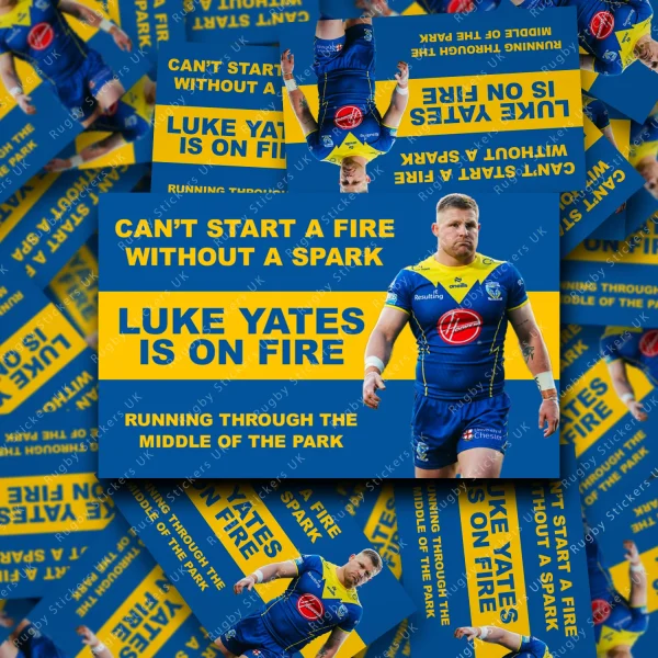 luke yates on fire display Warrington Wolves - Luke Yates song fan stickers