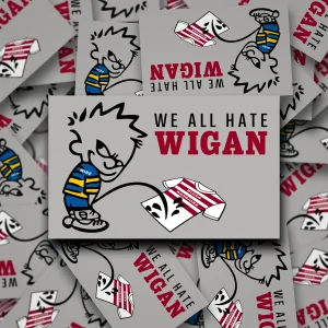 Wire boy peeing on a wigan shirt - We all hate wigan fan stickers