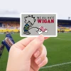 wire piss on Wigan hand Wire boy peeing on a wigan shirt - We all hate wigan fan stickers